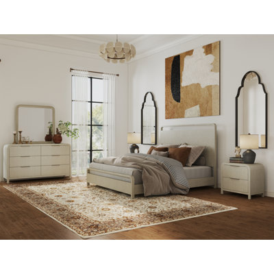 Croskey 5-Piece Bedroom Set With Panel Bed, Dresser, Mirror, And Two Nightstands In Light Gray by Latitude Run