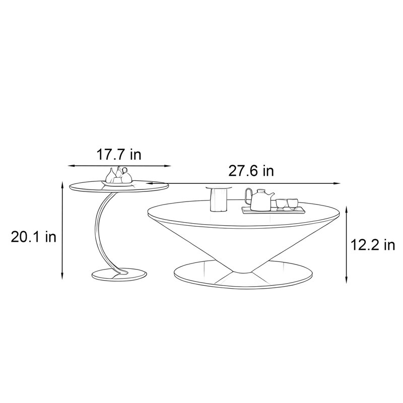 Table basse en pierre de style médiéval, H 12,2 po x l 27,6 po x P 27,6 po, Transparent / Argent