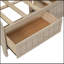 Lit de jour simple en bois avec tablettes de rangement et 3 tiroirs, lait blanc antique