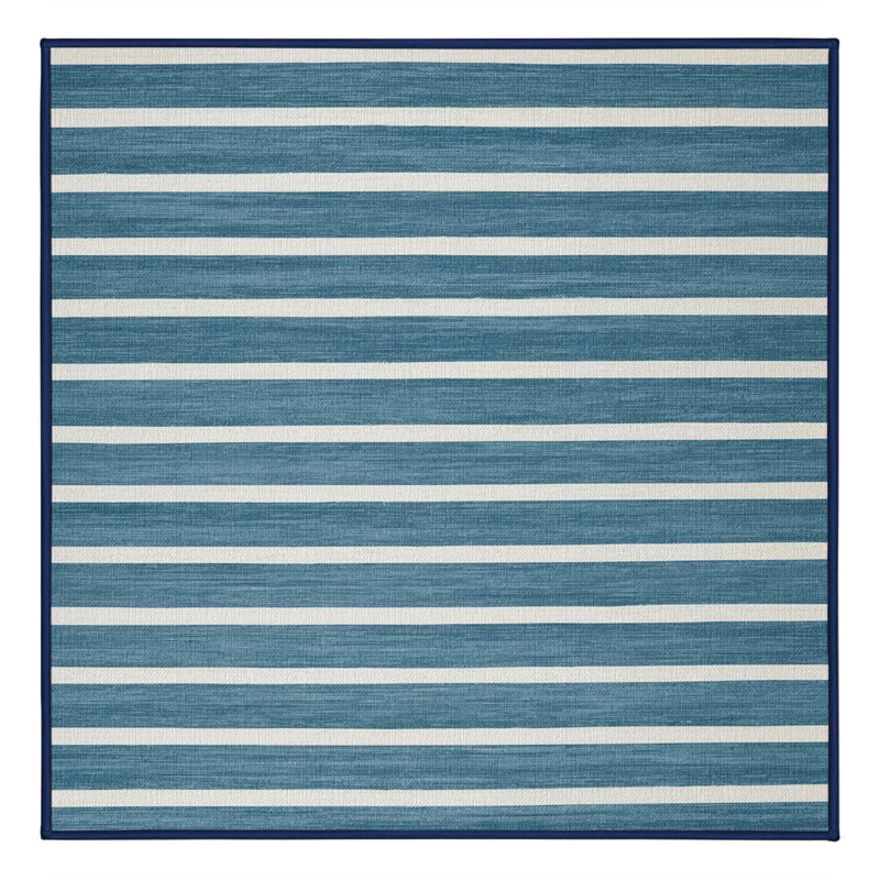 Tapis gris à rayures horizontales lavable à la machine, Carré 8 pi