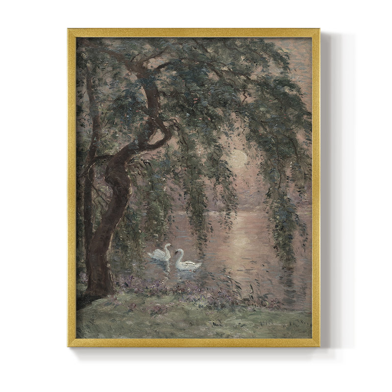 «Vintage Landscape CXIV», reproduction encadrée - bois massif, H 21 po x l 17 po, Doré
