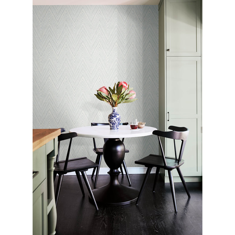 Lainey Green Stitched Chevron Wallpaper, Blue