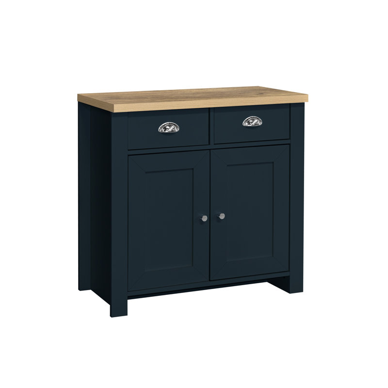 Highgate 79cm Wide 2 Drawer Sideboard, Navy Blue/Oak