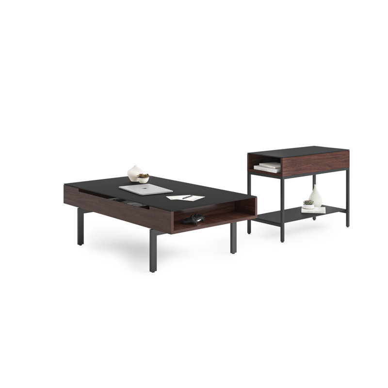 Reveal Glass Coffee Table, Chocolate Stained Walnut