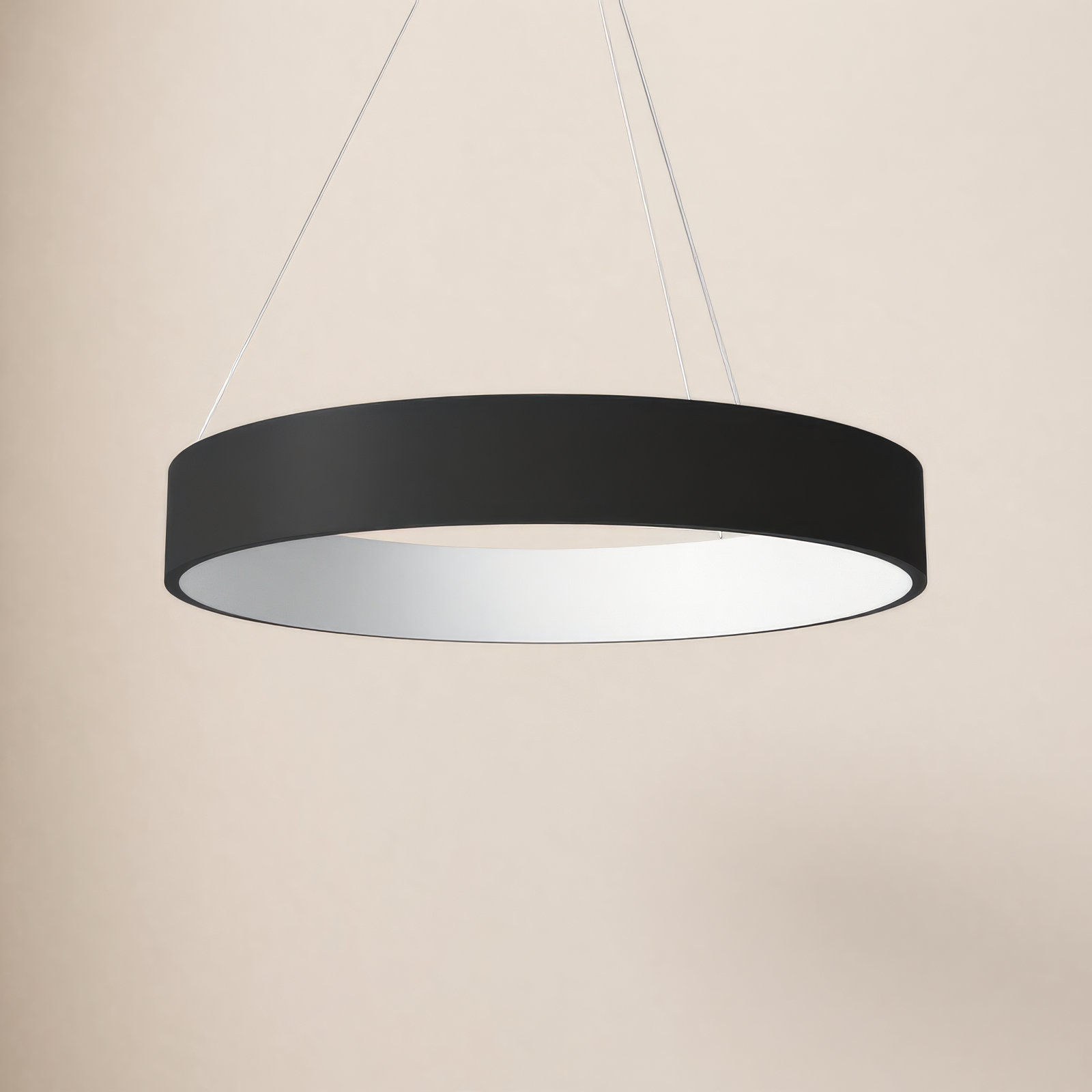 Romain Single Light Acrylic Dimmable LED Pendant, Black, 4" H x 32" W x 32" D