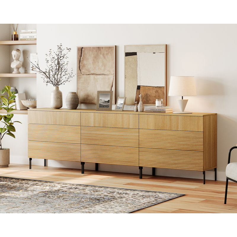 Ensemble de commode d'appoint avec tiroirs 94,5 po Union Rustic, Chêne