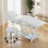 Table de massage électrique professionnelle avec hauteur réglable, dossier et repose-jambes, lit de massage à deux moteurs avec tabouret réglable, télécommande et commande au pied, boutons à DEL