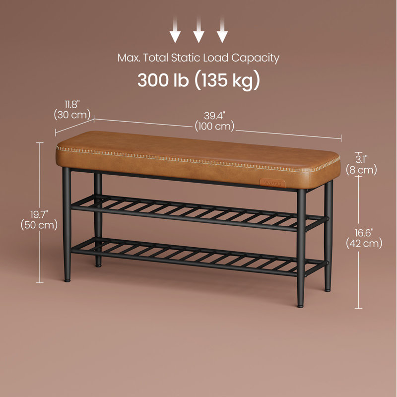 Banc de rangement pour chaussures, Brun