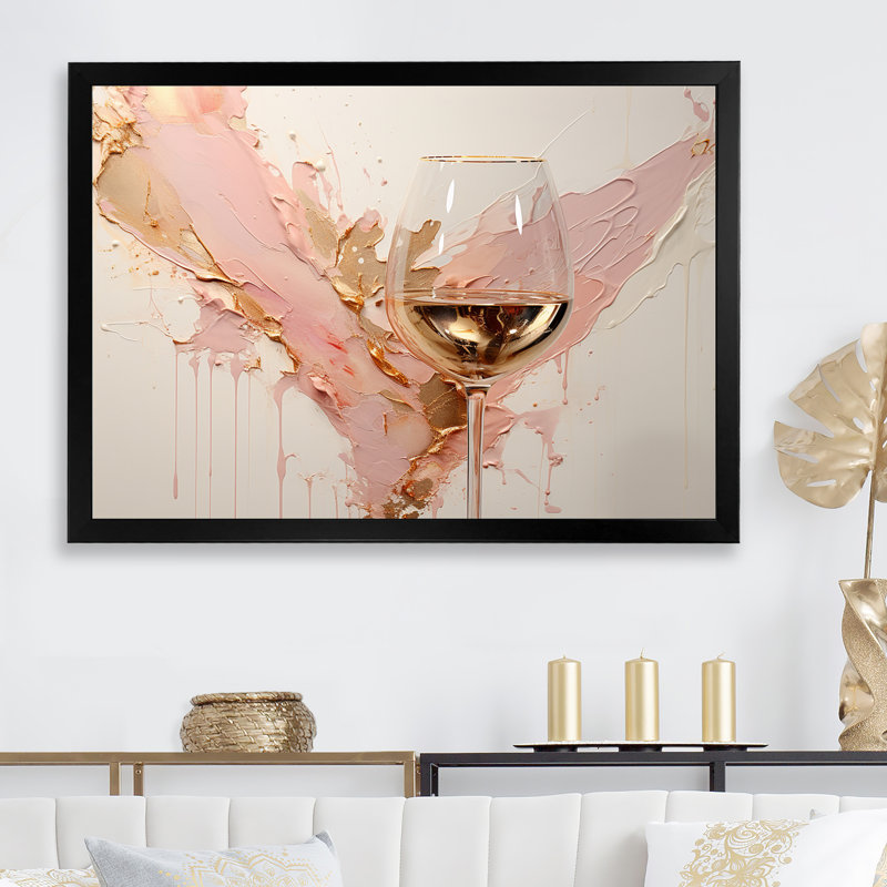 Minimalisme vin champagne - art mural vin champagne, Cadre simple noir, H 30 po x l 40 po x P 1,5 po