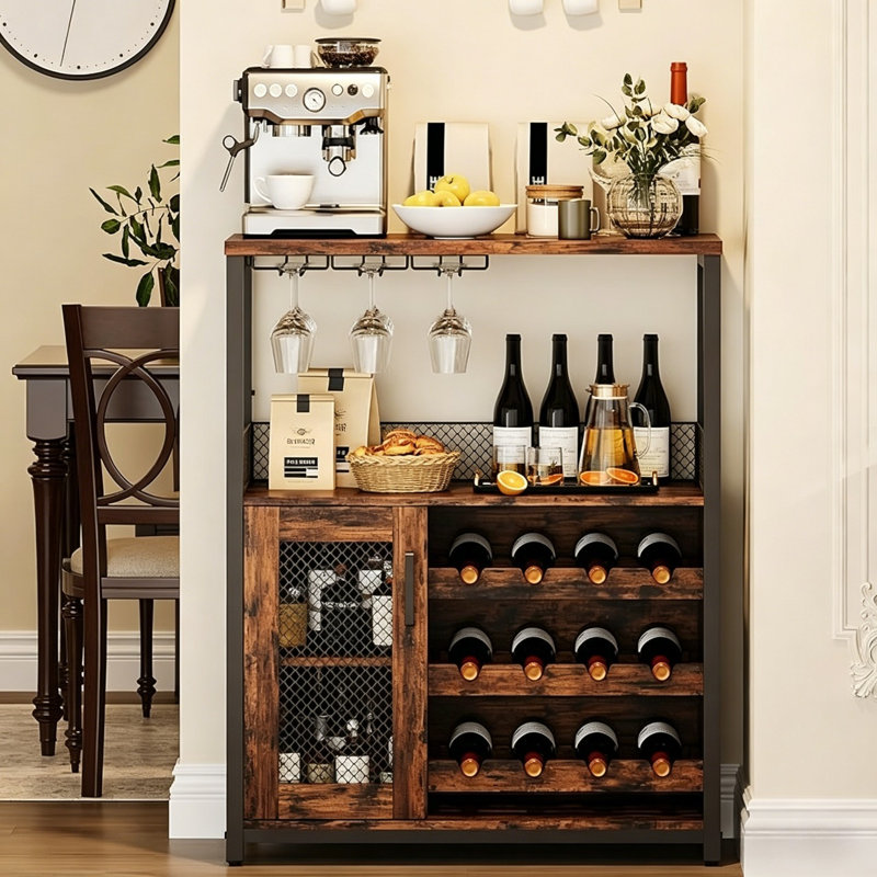 Open Shelving Wine Bottle Rack Brown
