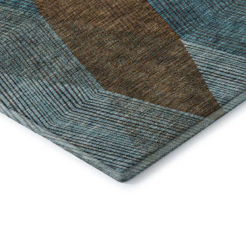 Premium Machine Washable Prisco Teal Rug, Rectangle 2'6" x 3'10"