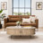 47.2'' W Mid-Century Modern Oval Coffee Table with Tambour Sliding Doors