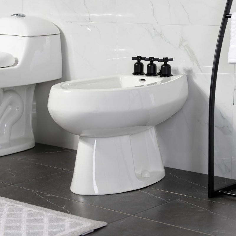 Robinet bidet vertical large à 3 poignées Millennium, Noir mat