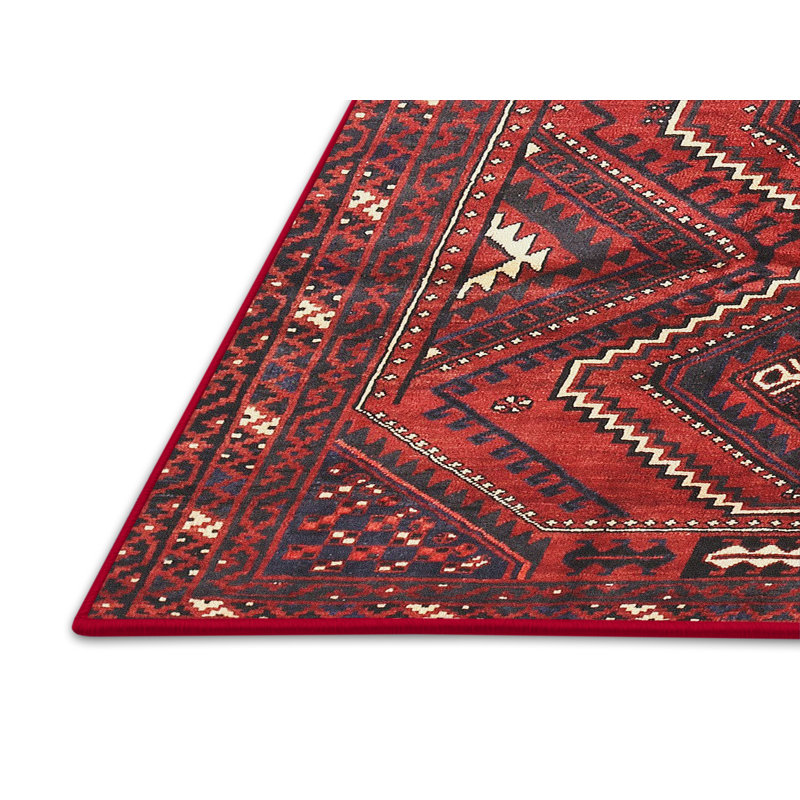Tapis rouge / bleu Southwestern, Rectangle 6 pi x 9 pi