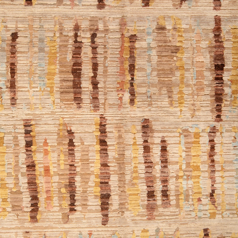 Brown Contemporary Wool Silk Blend Rug - 10'1" x 13'8"