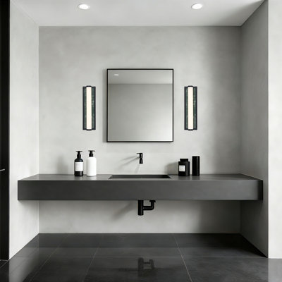 Yep by  Stratum Integrated LED 18in Vanity in Matte Black with Persian Green Marble