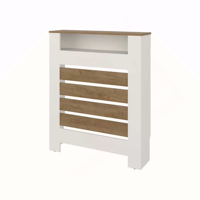 Chêne naturel et couvercle de radiateur blanc avec rangement