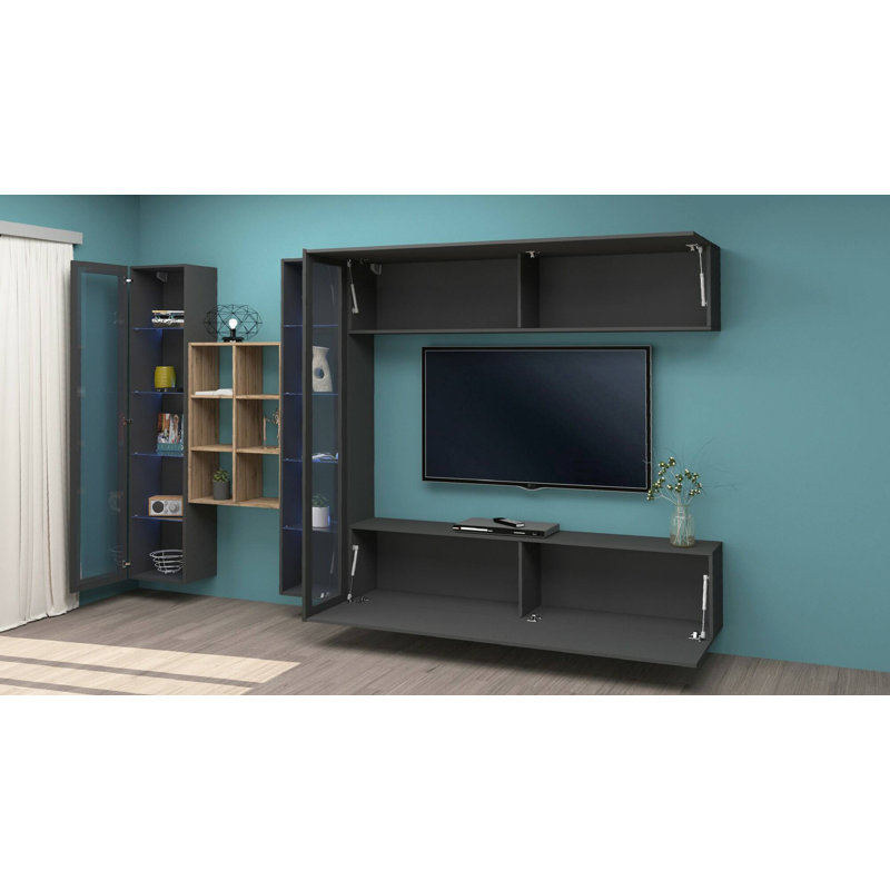Carlanne Rectangle Accent Cabinet, Anthracite/Maple