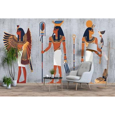 Egyptian Wall Decal, Ancient Egypt Sticker, Pharaoh Wall Art, Goddess Wall Decor, Boho Living Room Mural