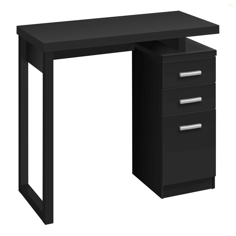 Bureau d'ordinateur, bureau personnel, ordinateur portable, installation à gauche, à droite, tiroirs de rangement, L 48 po, travail, stratifié noir, contemporain, moderne