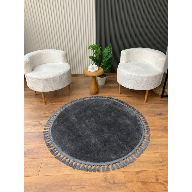 Tapis lavable antibactérien, 2,6 x 2,6 pi, anthracite | 100% polyester, épaisseur 1,5 cm, 22 oz / m² | Lavable à la machine à 30 ° C, durable et élégant pour la maison ou le bureau, doux au toucher, facile d'entretien