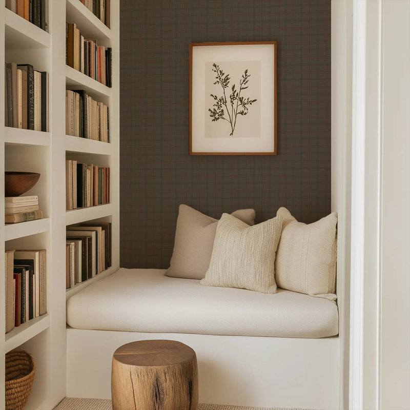 Petit Tideway, Brick, Faux Grasscloth