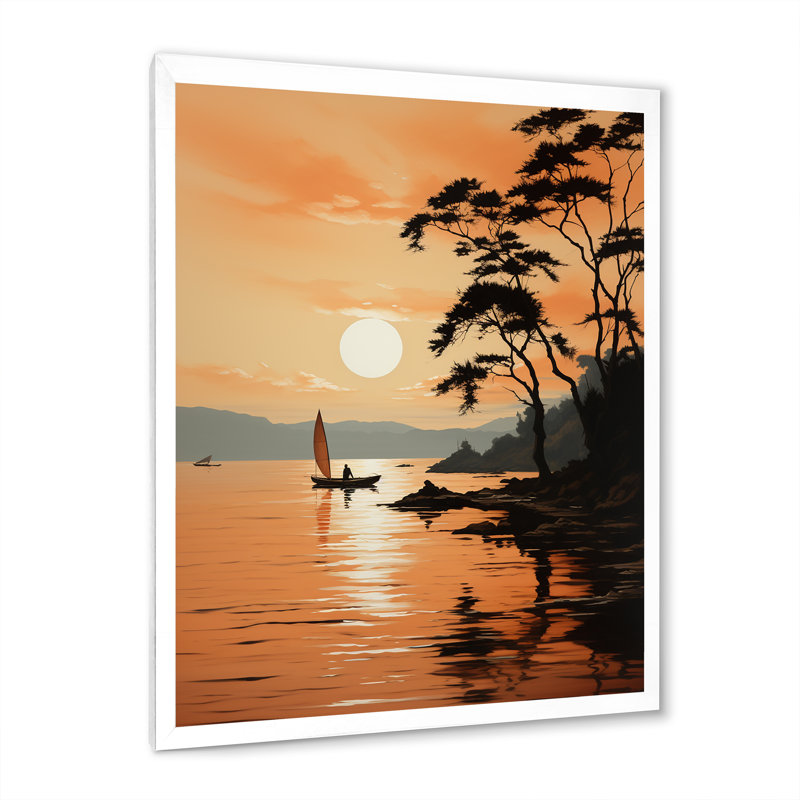 Edwinton Golden Sunrise Silhouetted I sur toile, H 40 po x l 30 po x P 1,5 po, Cadre photo blanc