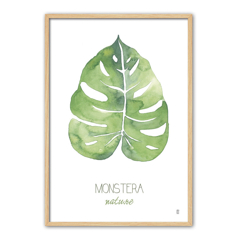 Nature Monstera 1 Piece Single Picture Frame Painting, 90cm H x 60cm W x 3cm D