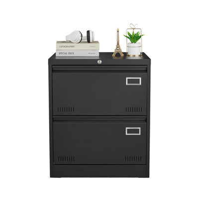2 Drawer Metal Lateral File Cabinet With Lock,Office Vertical Files Cabinet For Home Office/Legal/Letter/A4,Locking Metal File Cabinet,Assembly Required (Black,With 2 Drawer)