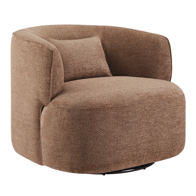 Bernado 31.1'' Wide Fabric Swivel Barrel Chair, Light Red