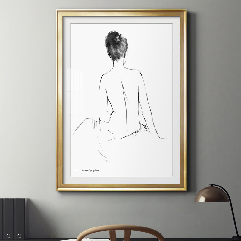 Silhouette S croquis I - Cadre photo, reproduction d'art sur papier, H 22,5 po x l 30,5 po x P 1,5 po, Papier doré