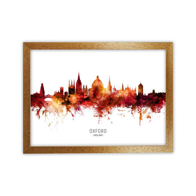 Oxford England Skyline Red City Name by Michael Tompsett - Print