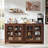 Farmhouse Sideboard Buffet Cabinet with 2 Glass Doors, Adjustable Shelves, Engineered Wood Coffee Bar Console Table-1810899855-1811895712-1810899853