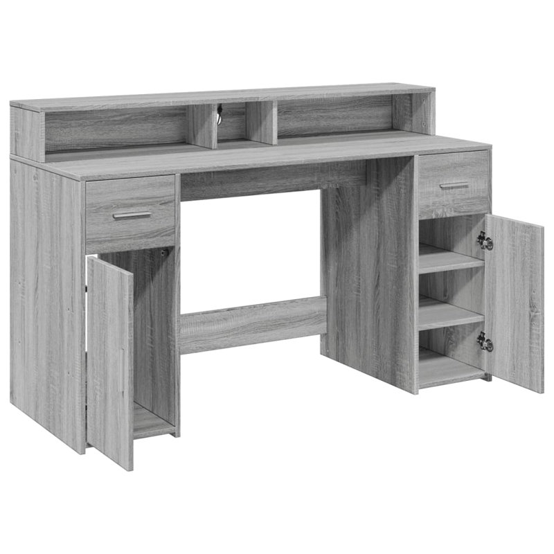 Computer Desk, 91cm H x 140cm W x 55cm D, Grey/Sonoma