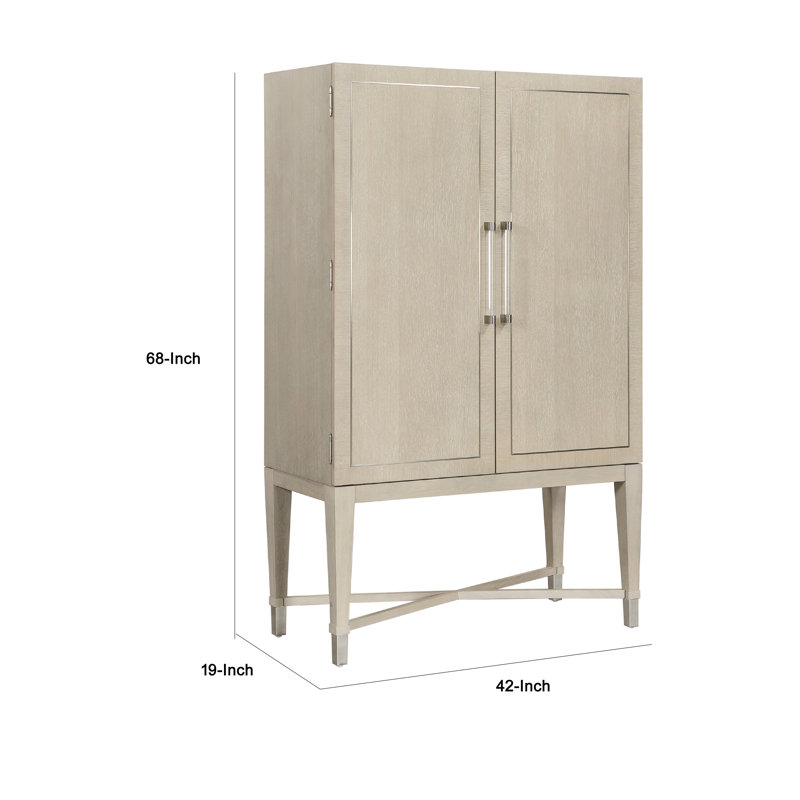 Bar Olto, 68 po, 2 tablettes et supports à verres à pied, placage brun