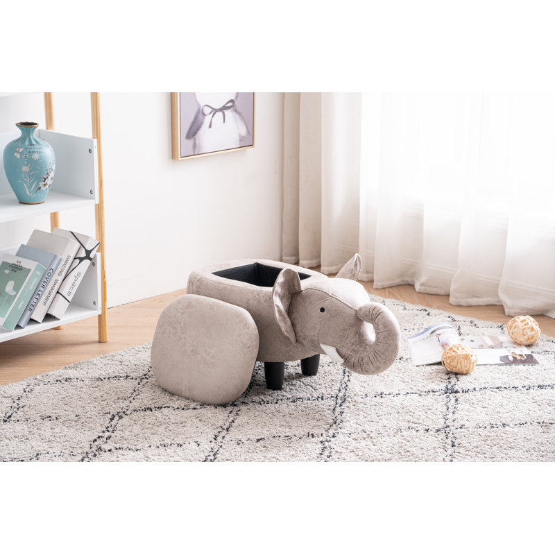 Bough 15.75" Wide Faux Leather Elephant Storage Ottoman