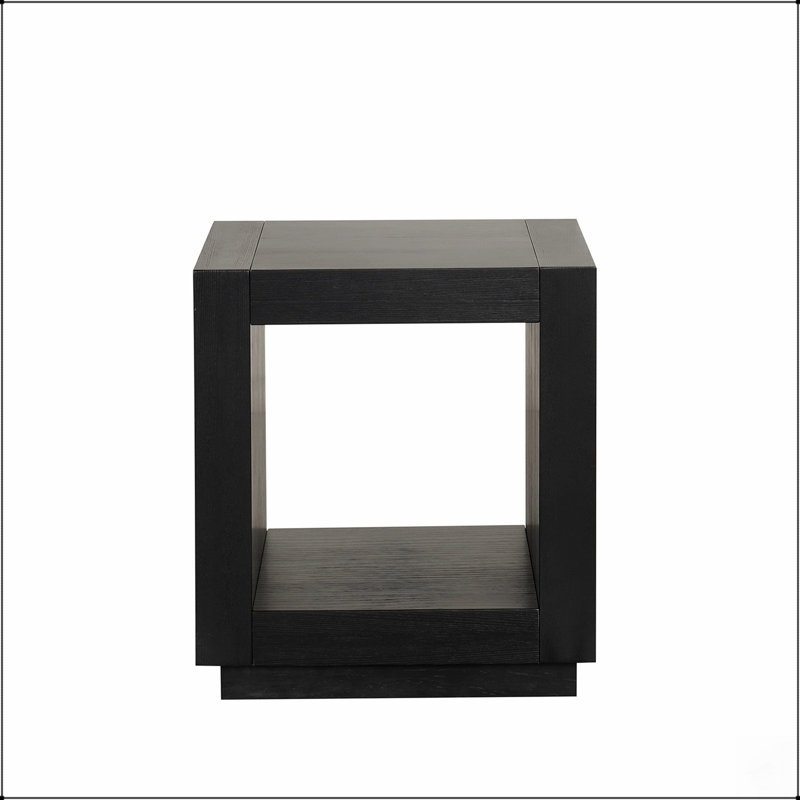 Table d'appoint carrée contemporaine avec base et étagère inférieure ouverte pour un salon moderne