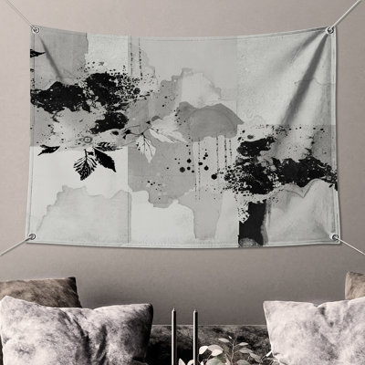 Monochrome Floral Abstract Wall Tapestry - Abstract Wall Decor
