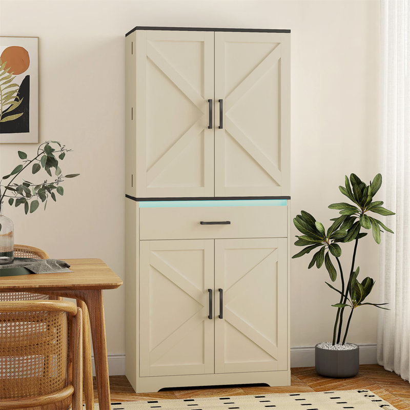 Armoire moderne en bois avec cadre robuste et DEL, avec un tiroir pour plus de fonctionnalité et de style.