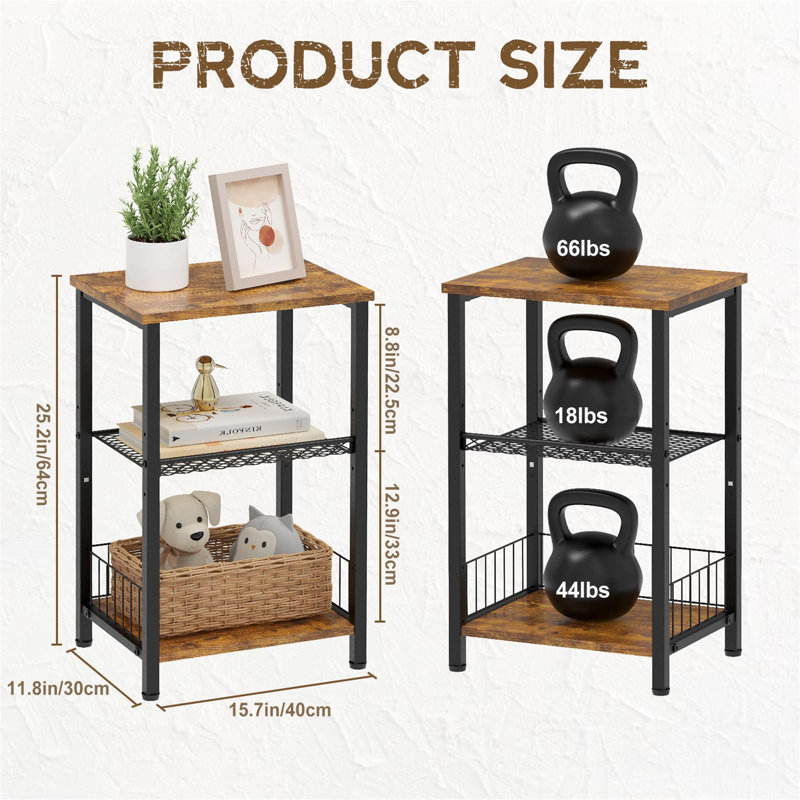 Annaelise 40cm W Metal Bedside Table