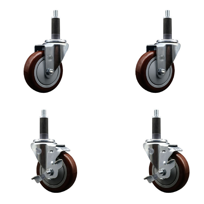 Ensemble de roulettes extensibles 4 pouces 4 pouces SCC, Marron