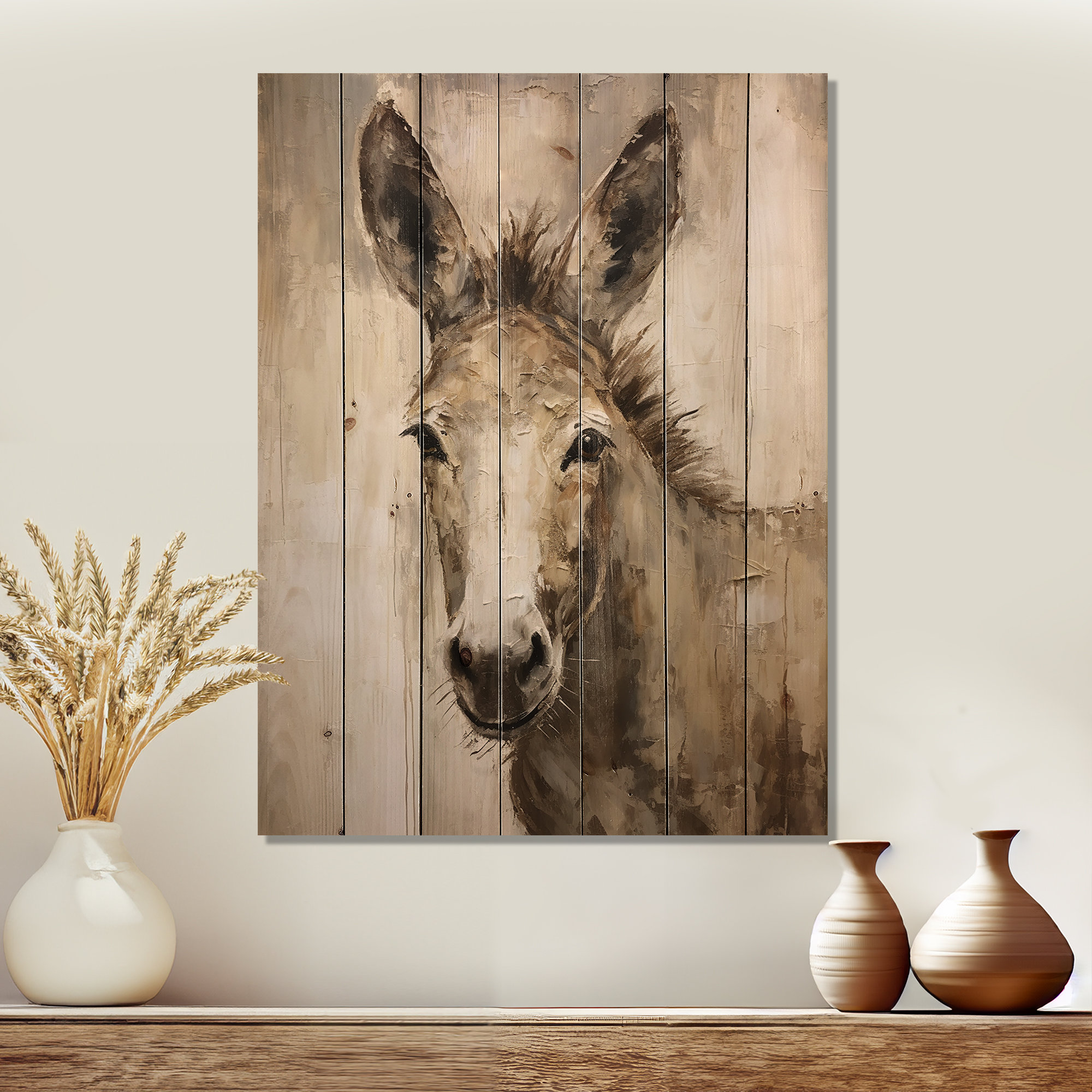 August Grove® Sophisticated Donkey Portrait - Donkey Wood Wall Art On ...