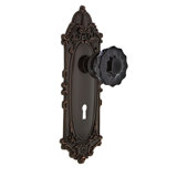 Victorian Plate with Decorative Keyhole and Crystal Black Door Knob