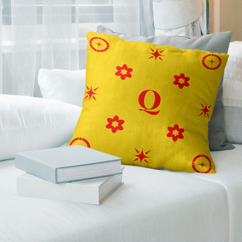 Coussin en polyester Spun, Yes, Rouge / Jaune