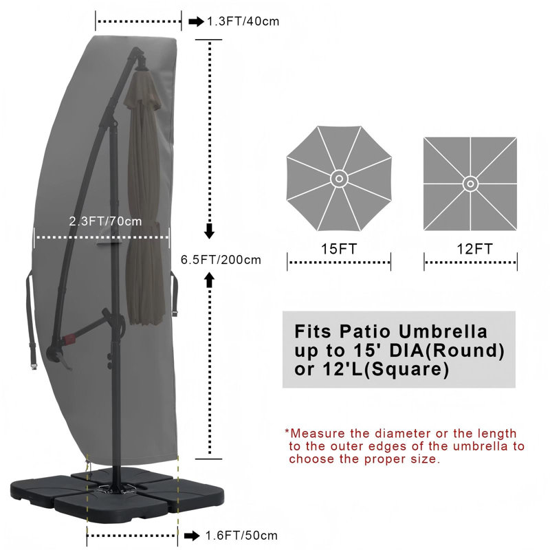 Offset Umbrella Cover, Waterproof Oxford Offset Outdoor Patio Umbrella Covers with Rod, (Gray), Gray