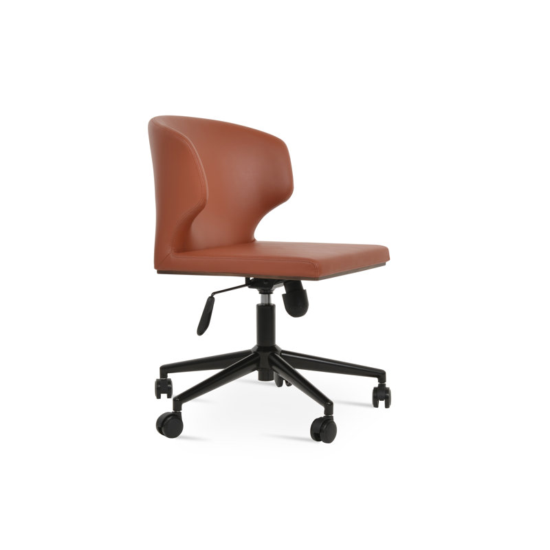 Chaise de bureau Amed, Noir mat, Cannelle