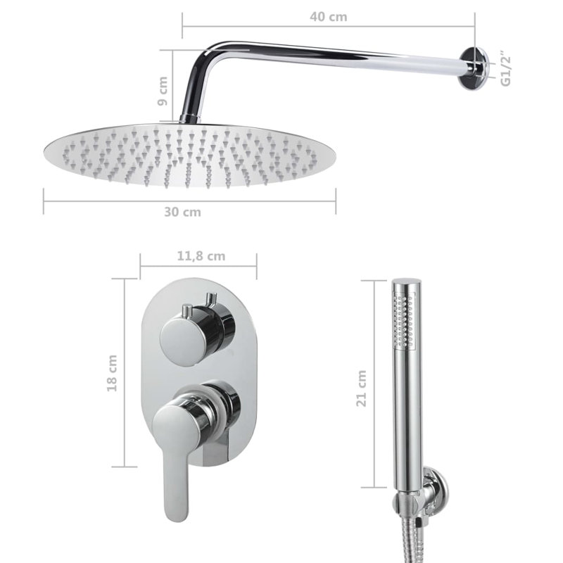 Romriell Rain Dual Shower Head, Chrome