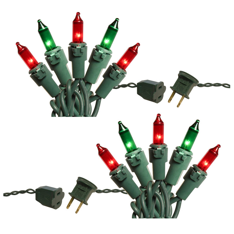 Electric Mini String Lights with 100 Bulbs, Red/Green