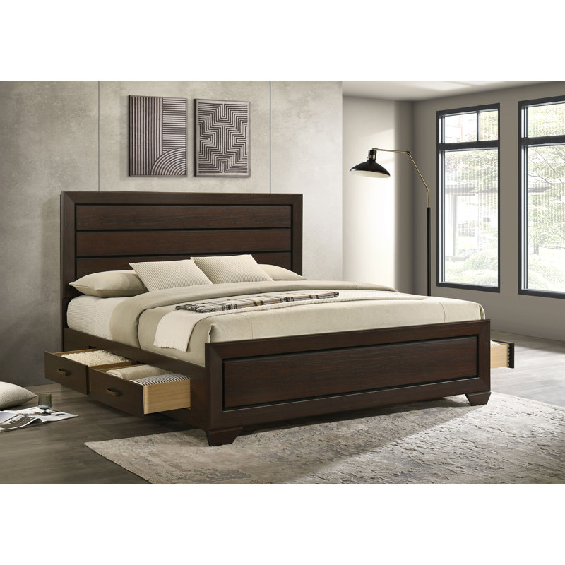 Brookes Wood Eastern King Storage Panel Bed Dark Cocoa, Dark Cocoa, King