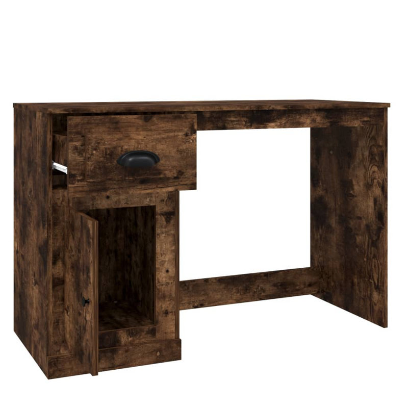 Serlin Solid Wood Base Writing Desk, Smoked Oak